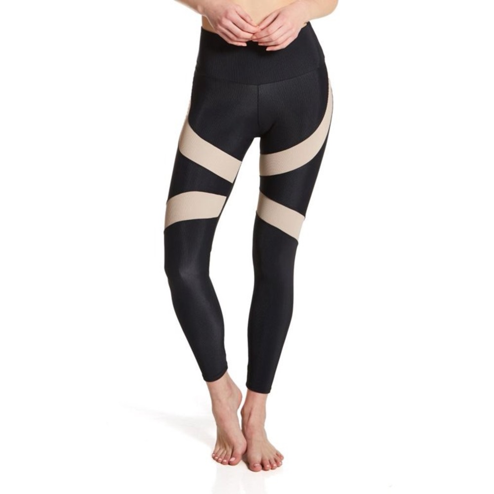 Women's Onzie 2274 Cadence High Rise Midi Legging (Black/Taupe S/M)